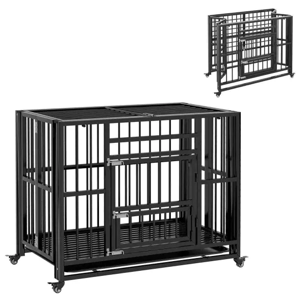 Image of PawHut 37'' Foldable Heavy Duty Dog Crate