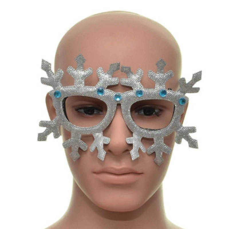 Image of Shatchi Novelty Glitter Silver Snowflake Christmas Glasses Christmas Party Props Photo Booth Accessories Stocking Fillers Silver