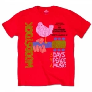 Image of Woodstock Classic Vintage Poster Mens Red TS: Large