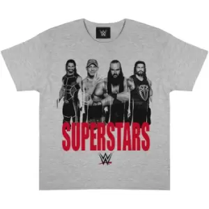 Image of WWE Girls Superstars T-Shirt (12-13 Years) (Heather Grey/Black/Red)