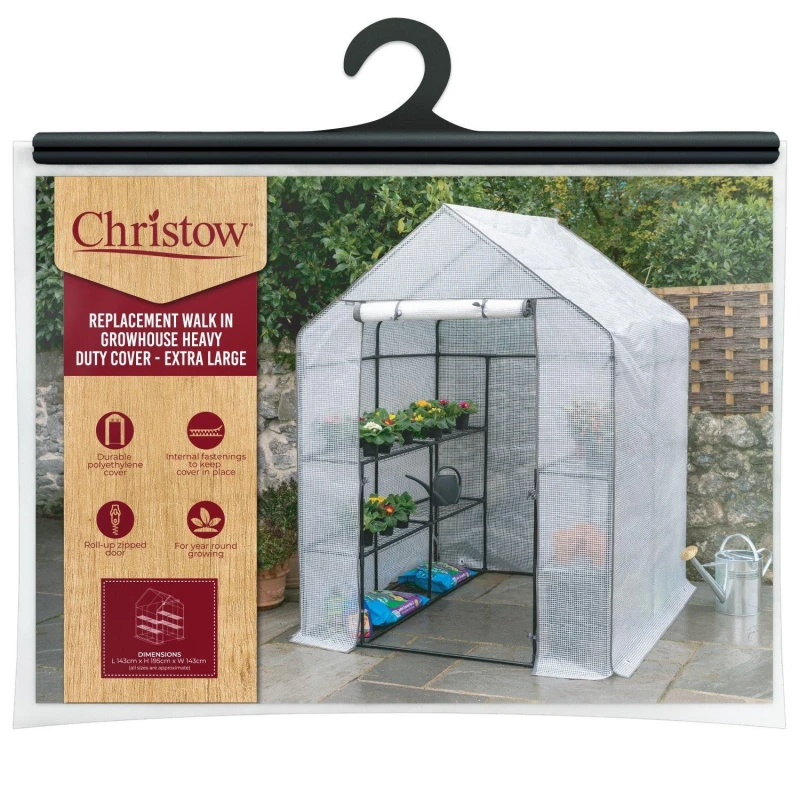 Image of Christow Large Walk In Greenhouse Replacement Cover Grow House Protector - COVER ONLY Clear
