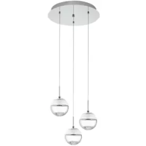 image of Netlighting Montefio LED 3 Light Cluster Pendant Polished Chrome with Crystals