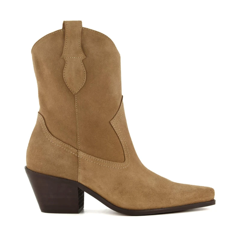 Image of Dune London 'Pardner' Suede Western Boots Light Sand female