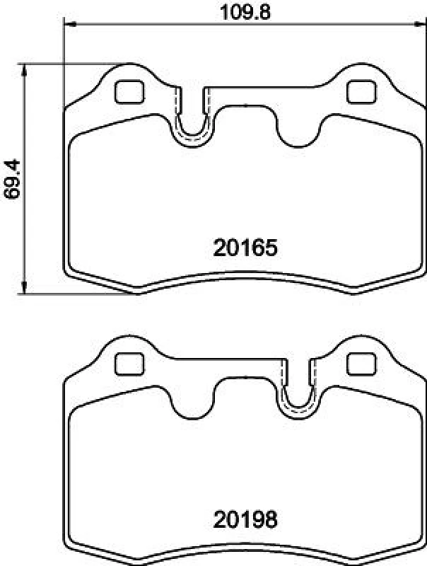 Image of HELLA Brake pad set HELLA 8DB 355 015-881