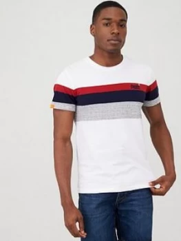 Image of Superdry Orange Label Classic Stripe T-Shirt - White Size M Men