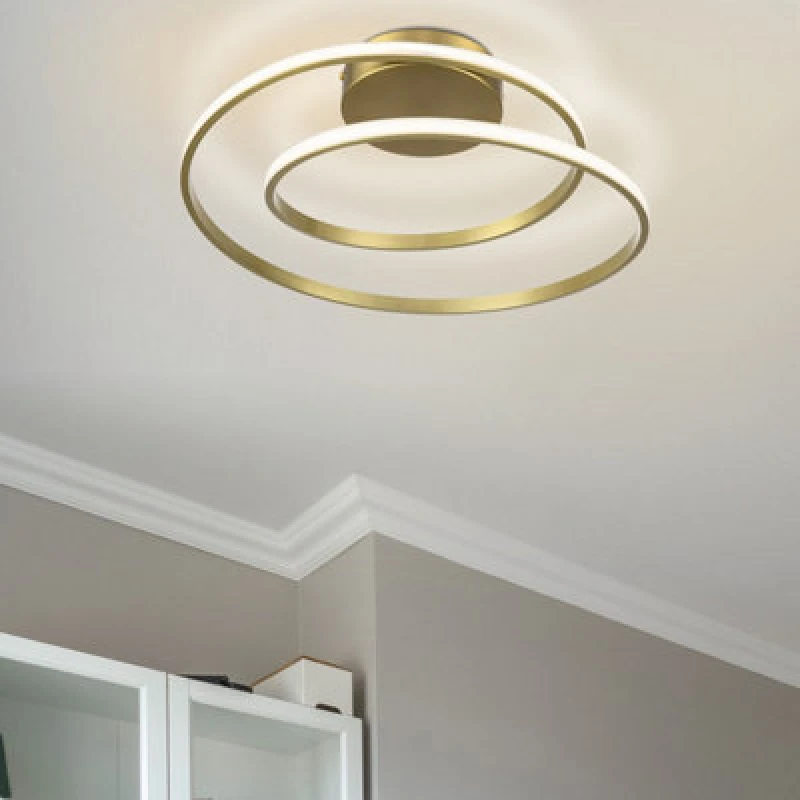Image of Cosylyte Alston Double Ring Integr. LED Modern Ceiling Light - Brushed Brass