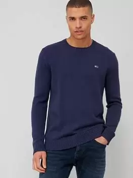 Image of Tommy Jeans Tjm Essential Crew Neck Sweater, Navy, Size XL, Men