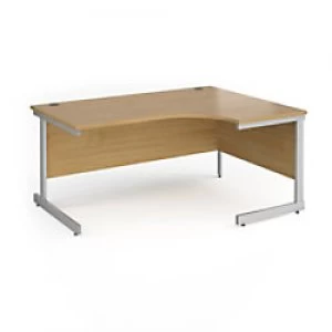 image of Dams International Right Hand Ergonomic Desk with Oak Coloured MFC Top and Silver Frame Cantilever Legs Contract 25 1600 x 1200 x 725 mm