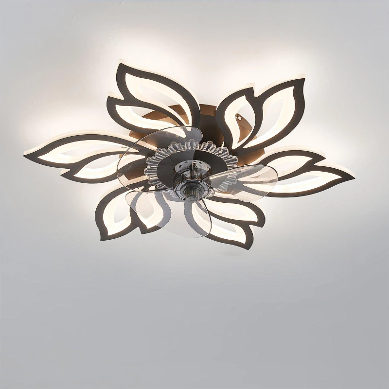 Image of Kabinet UK Modern Flower Shape Ceiling Fan with Light Black unisex One size