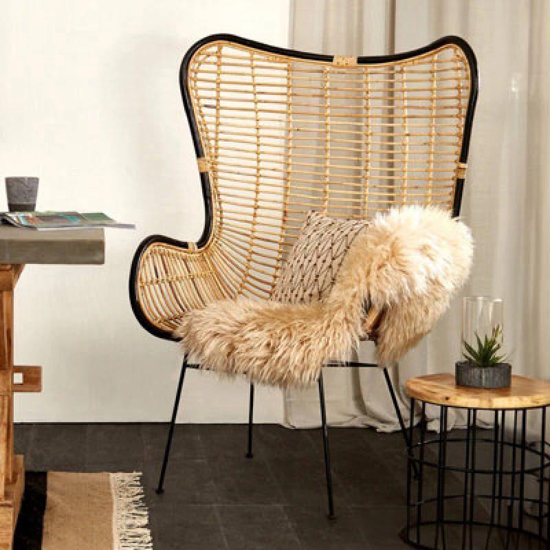 Image of Premier Housewares Natural Rattan Egg Chair, Rustless Metal Rattan Chair, Easy Cleaning Armchair, Eco-friendly Outdoor Chair Natural