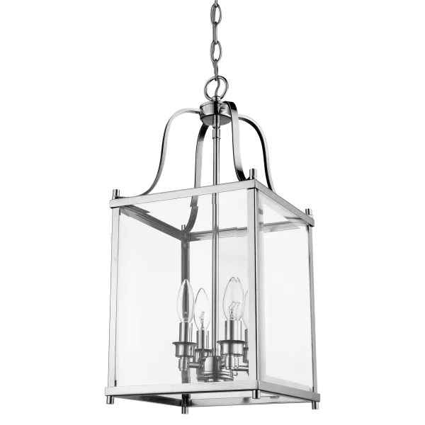 image of Netlighting New York 4 Light Lanterns Pendant Ceiling Light Silver, E14 CS-P0493