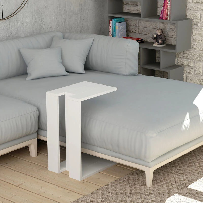 Image of DECORTIE Decortie - Muju Modern c Shape Table White Multipurpose h 57cm - White M.SH.13620.2