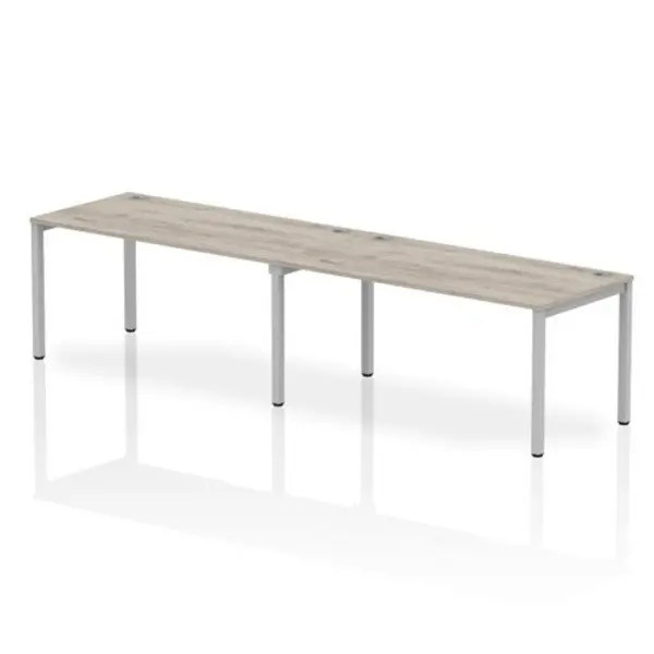 Image of Impulse Bench Single Row 2 Person 1600 Silver Frame Office Bench Desk Grey Oak