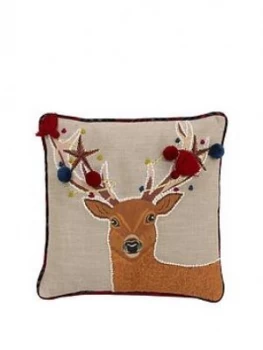 image of Riva Home Artisan Stag Christmas Cushion