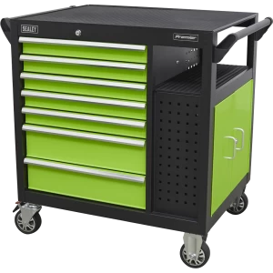 image of Sealey 7 Drawer Roller Cabinet Workstation Black / Green