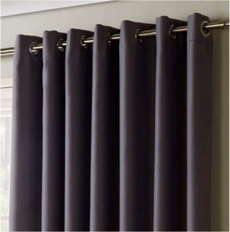 Image of Alan Symonds 100% Blackout Ring Top Curtains 90" X 72" Silver