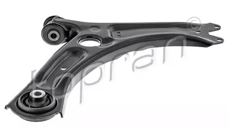 Image of TOPRAN 114 838 Suspension arm Control Arm, Sheet Steel, Front Axle Right, without ball joint, with rubber-metal mounts Sheet Steel Track Control Arm (