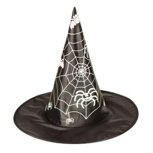 Image of Witch Hat With Spiderwebs Adults (Black)