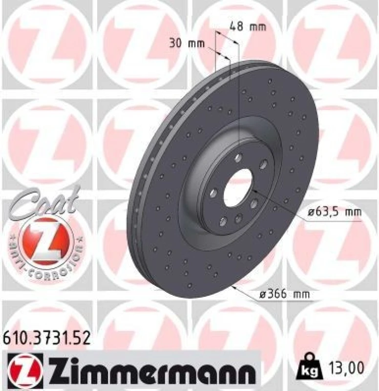 Image of ZIMMERMANN Brake disc ZIMMERMANN 610.3731.52
