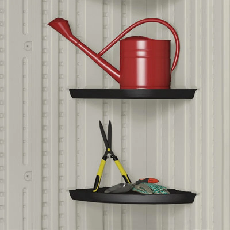 Image of Suncast Corner Shelving Set For Tremont Shed - Pack of 2, Black BMSC2BK