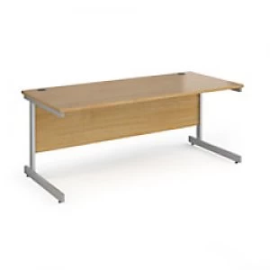 Image of Dams International Rectangular Straight Desk with Oak Coloured MFC Top and Silver Frame Cantilever Legs Contract 25 1800 x 800 x 725mm