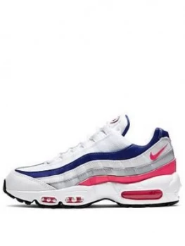 image of Nike Air Max 95, White/Pink/Blue, Size 5, Women