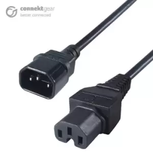 Image of CONNEkT Gear 1m Mains Extension Hot Rated Power Cable C14 Plug to C15 Socket