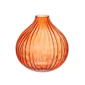 Image of Round Fluted Glass Vase (Amber)