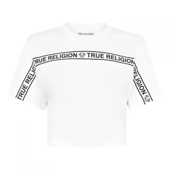 Image of True Religion True Religion Cropped Tape T Shirt - White 1700