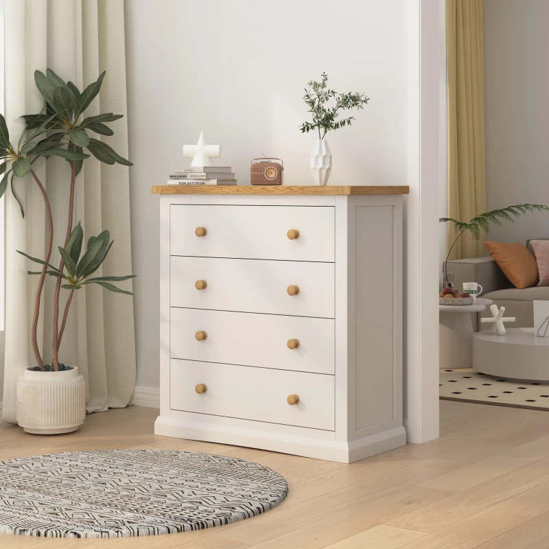 Image of Cabinet Bits Castelli 4 Drawer Chest of Drawers Wood Knob in Off-White Off-White Unisex