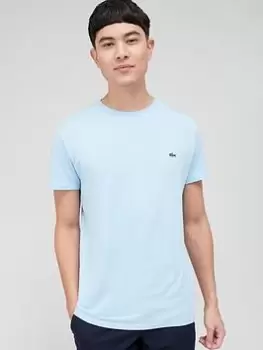 image of Lacoste Pima Cotton Small Logo T-Shirt, Blue Size M Men