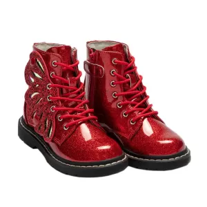 Image of Lelli Kelly Glitter Fairy Wings Ankle Boot, Red Glitter, Size 9 Younger