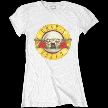 Image of Guns N' Roses - Classic Bullet Logo Ladies Large T-Shirt - White