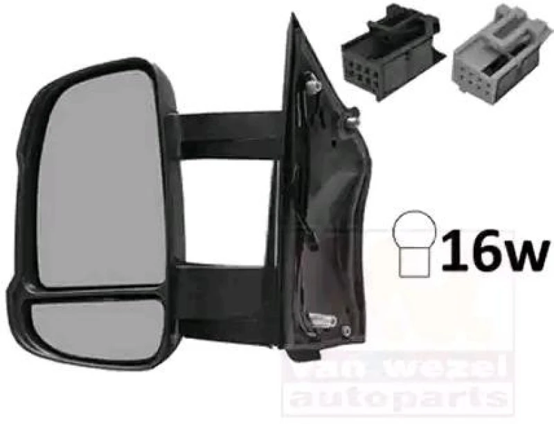 Image of VAN WEZEL 1651815 Wing mirror * HAGUS * Left, black, Mid-sized mirror arm Outside Mirror (50)