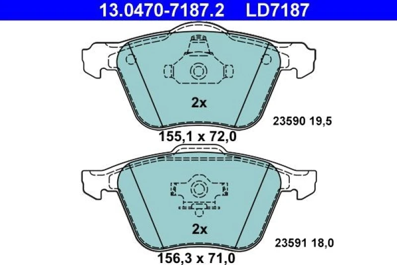 Image of ATE 13.0470-7187.2 Brake pad set excl. wear warning contact Brake Pad Set,disc brake (402)