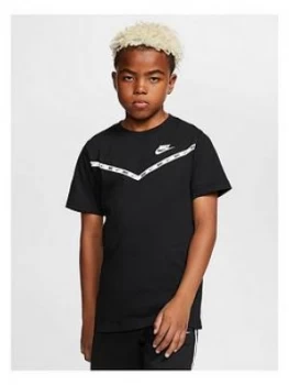 image of Nike Boys Chevron T-Shirt - Black Size M 10-12 Years