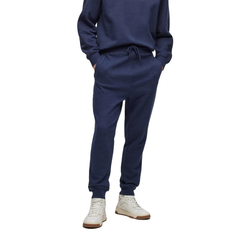 Image of Boss Mens Seglitchstitch Closed Hem Fleece Joggers Blue male S