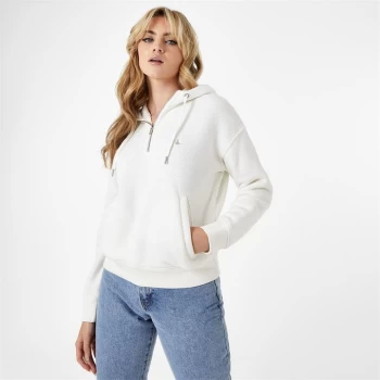 Jack Wills Ordsell Sherpa Lined Half Zip Hoodie - White