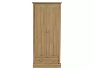 Image of LPD Devon 2 Door 1 Drawer Oak Double Wardrobe Flat Packed