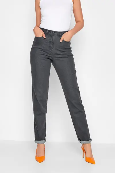 image of Long Tall Sally Tall Mom Jeans Grey