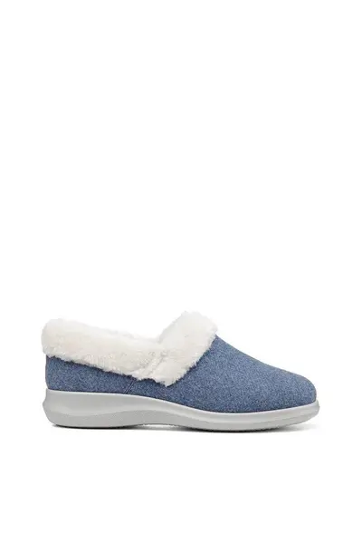 image of Hotter 'Snug' Organic Wool Slippers Mid Blue