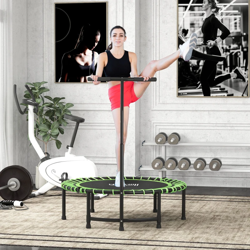 Image of HOMCOM HOMCOM Trampoline Outdoor Bouncer Jumper 3-Level Adjustable Handle in Green Green One Size Unisex 5063603035973
