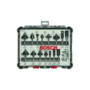 Image of Bosch Professional 15 pcs. Mixed Router Bit Set (for Wood, Ø 6mm Shank, Accessory Router)