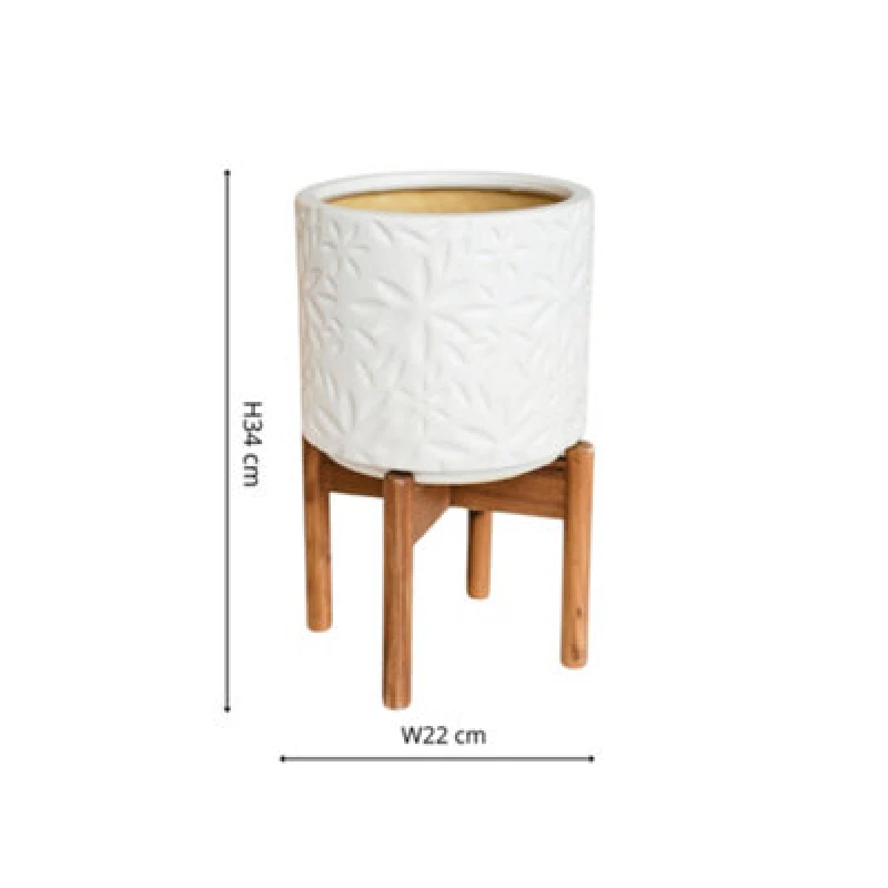 Image of Ivyline Aspen Flower White Planter H34Cm D22Cm