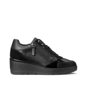 Image of Ilde Breathable Wedge Trainers in Leather