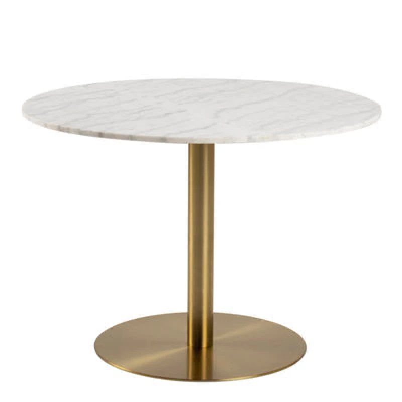 Image of Furniture To Go Corby Round Dining Table With White Marble Top & Gold Base