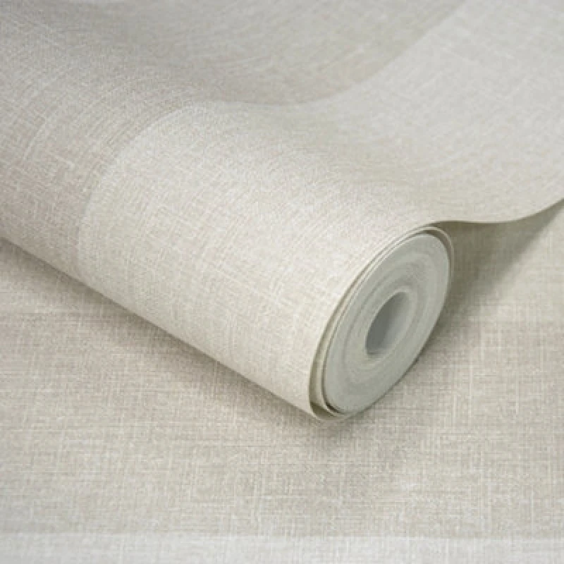 Image of Grandeco Boutique Pure & Protect Stratus Stripe Linen Textured Antibacterial Wallpaper, Beige Linen