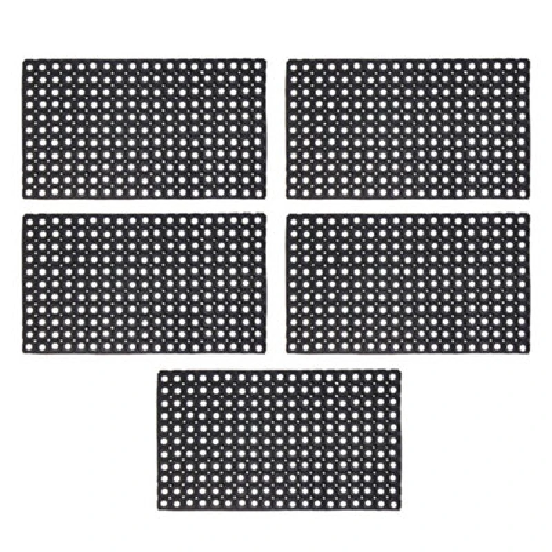 Image of JVL JVL Contract Rondo Rubber Ring Scraper Doormat, 50x100 cm, Pack of 5 Black