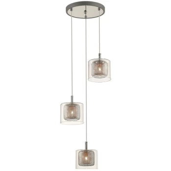 image of Spring Lighting - 3 Light Cluster Pendant Mesh Chrome, Copper, Glass, G9