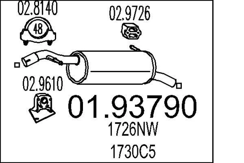 Image of MTS 01.93790 Rear silencer End Silencer (3437)